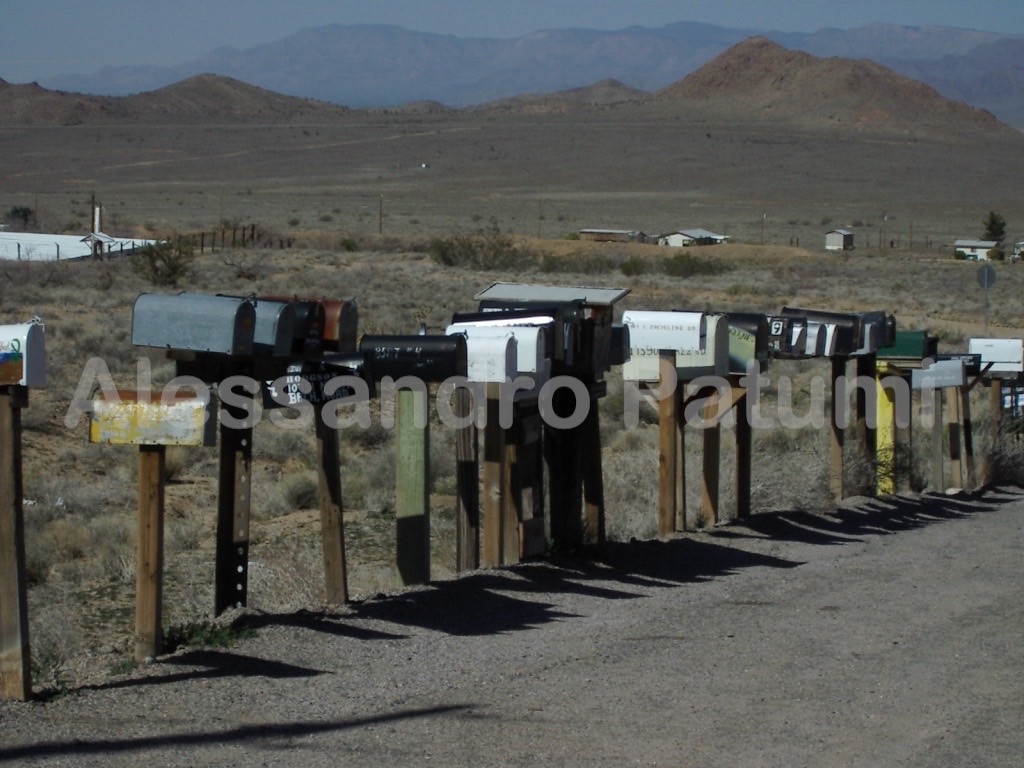 line of mailboxes in west of USA